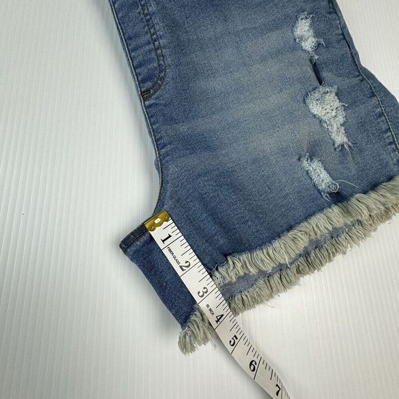 Venus Blue Jean Shorts Overalls Distressed Hem Dungaree Size 12 Denim - Picture 6 of 7